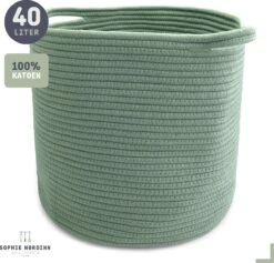 Mand Van Sophie Nordinn® - Opbergmand Stockholm (Mintgroen) - Wasmand - Wasmanden - 40 Liter