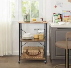 MIRA Home Keukentrolley – Keuken Organizer – Modern – Spaanplaat – Bruin - 60x40x89 -Thuisopslag 1200x1152 13