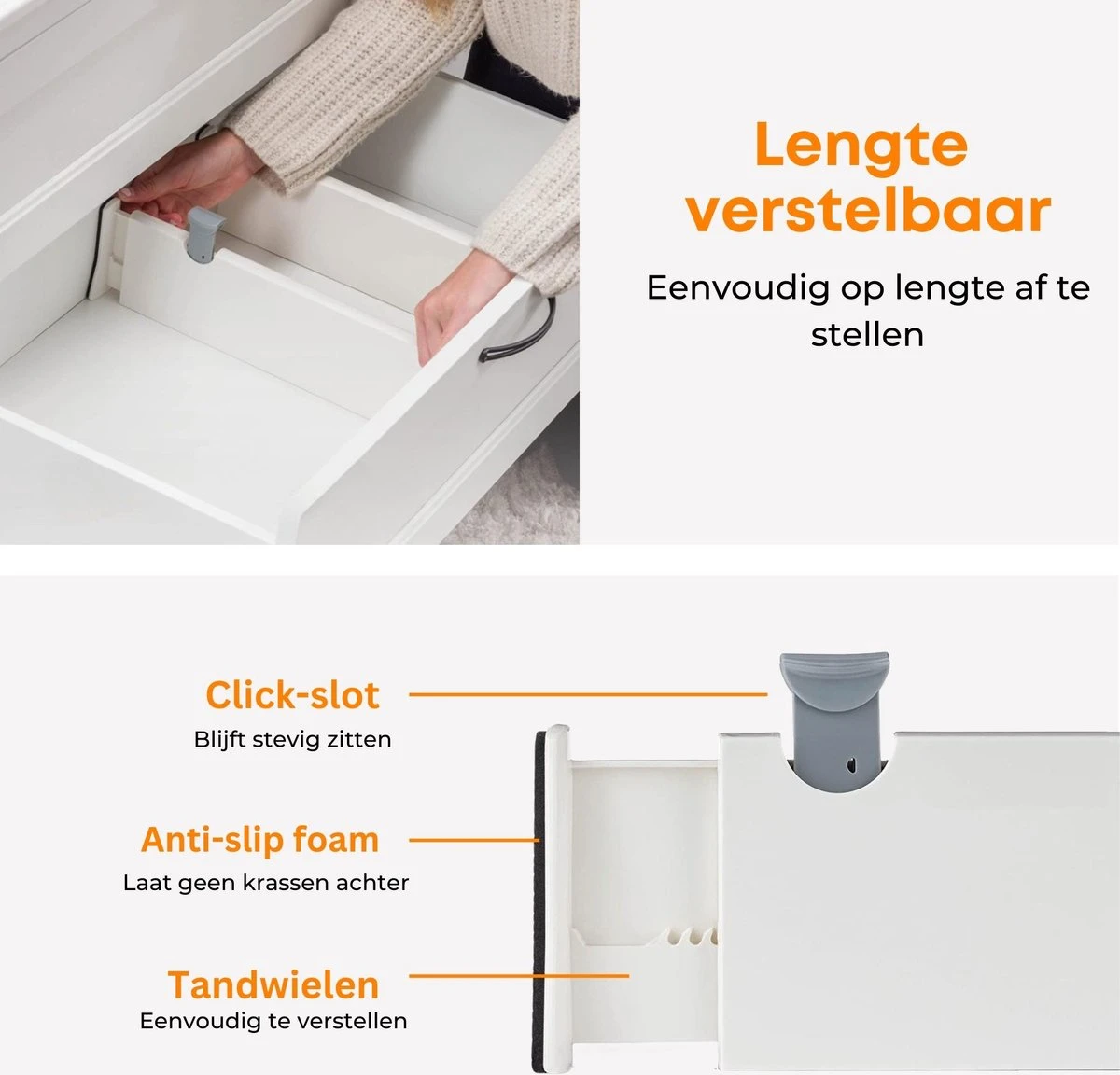Posity Ladeverdeler - Lade Organizer - Voor Keuken / Slaapkamer / Kantoor / Kleding - Verstelbaar/uitschuifbaar - 5 Stuks - Plastic 10 Posity Ladeverdeler - Lade Organizer - Voor Keuken / Slaapkamer / Kantoor / Kleding - Verstelbaar/uitschuifbaar - 5 Stuks - Plastic - Afbeelding 8