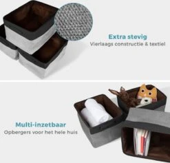 LifeGoods Opbergmand - 3 Stuks - Kast Organizer - 20 L - Textiel - Grijs -Thuisopslag 1200x1153 11