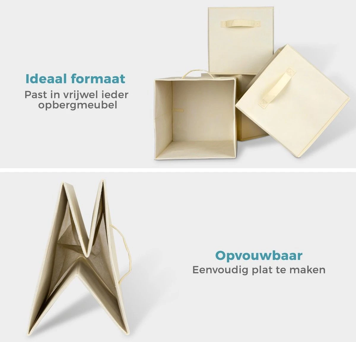 LifeGoods Kast Organizers - 6 Stuks - 20L - Textiel - Beige 5 LifeGoods Kast Organizers - 6 Stuks - 20L - Textiel - Beige - Afbeelding 3