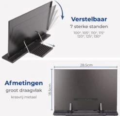 Soothe 7-Traps Verstelbare Boekenstandaard – Kookboekstandaard – Boekenhouder – Tablethouder – Documentenhouder – Zwart Metaal 15 Soothe 7-Traps Verstelbare Boekenstandaard – Kookboekstandaard – Boekenhouder – Tablethouder – Documentenhouder – Zwart Metaal -Thuisopslag 1200x1155 13