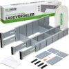 Ecowize Luxe Lade Organizer - Ladeverdeler Verstelbaar 100% Natuurlijk Bamboe - Set Van 4 Ladeverdelers, Uitschuifbaar (43cm Tot 56cm) - Eenvoudig Te Installeren Lade Verdeler Organizer Bakjes - Duurzaam Cadeau - Grijs/Wit/Natuur -Thuisopslag 1200x1155 3