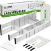 Ecowize Luxe Lade Organizer - Ladeverdeler Verstelbaar 100% Natuurlijk Bamboe - Set Van 4 Ladeverdelers, Uitschuifbaar (43cm Tot 56cm) - Eenvoudig Te Installeren Lade Verdeler Organizer Bakjes - Duurzaam Cadeau - Grijs/Wit/Natuur -Thuisopslag 1200x1155 4