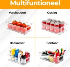 Stosh Koelkast Organizer - Opbergbox - Lade Organizer - Keuken Organizers - Opbergdoos - Koelkast Bakjes - Transparant - 4 Stuks -Thuisopslag 1200x1156 3