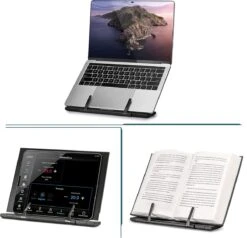 Castagnola 7 Standen Verstelbare Boekenstandstandaard – Boekenhouder – Boekenhouder Metaal – Boekenstandaard Metaal – Book Holder – Kookboekstandaard – Tablethouder – Documentenhouder – Zwart Metaal -Thuisopslag 1200x1156 4