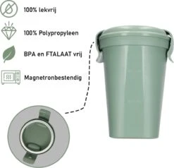Curver Lunch & Go Beker - Magnetronbestendig - Lunchbeker – Muesli Beker - Soepbeker - Yoghurt Beker To Go – LunchBox - KoffieBeker - Salade Lunchbox - 0,6l – Groen -Thuisopslag 1200x1157