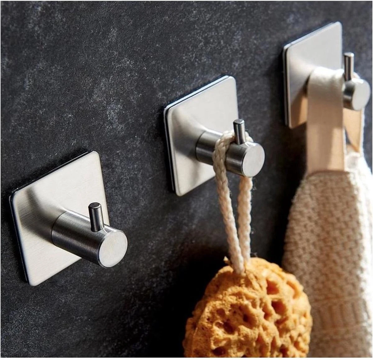 Zelfklevende Haakjes – RVS Ophanghaakjes – Ultra Sterke Plakhaakjes – 4 Stuks – Zilver 4 Zelfklevende Haakjes – RVS Ophanghaakjes – Ultra Sterke Plakhaakjes – 4 Stuks – Zilver - Afbeelding 2