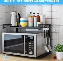 Fleau Home Uitschuifbaar Magnetron Rek - Keukenkast Organizer - Aanrecht Organiser - Ovenkast - Magnetronkast - Keukenrek -Thuisopslag 1200x1159 1