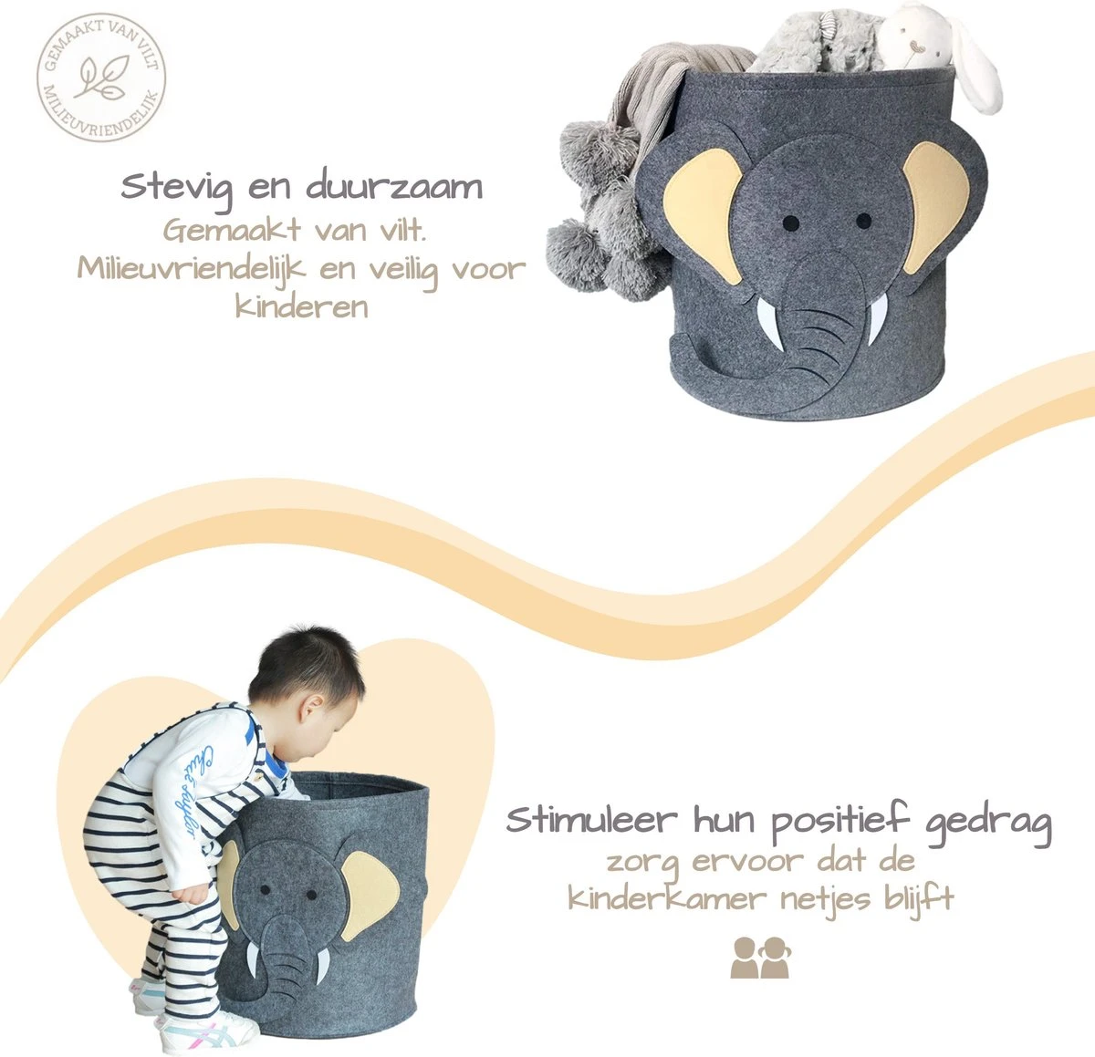 Speelgoedmand Kinderen – Opbergmand Kinderkamer – Speelgoed Opbergen – Speelgoedkist - Olifant 4 Speelgoedmand Kinderen – Opbergmand Kinderkamer – Speelgoed Opbergen – Speelgoedkist - Olifant - Afbeelding 2