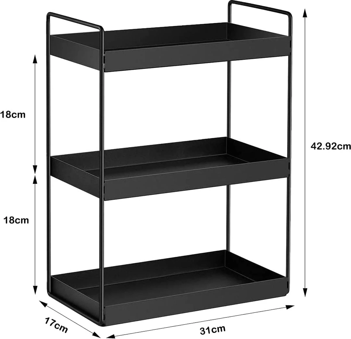 Merkloos 3 Tier Staande Planken Keuken Onder Kast Plank Douche Plank Badkamer Werkblad Organizer Ijdelheid Lade Cosmetica & Make-up Opslag Kruidenrek Zwart 4 Merkloos 3 Tier Staande Planken Keuken Onder Kast Plank Douche Plank Badkamer Werkblad Organizer Ijdelheid Lade Cosmetica & Make-up Opslag Kruidenrek Zwart - Afbeelding 2