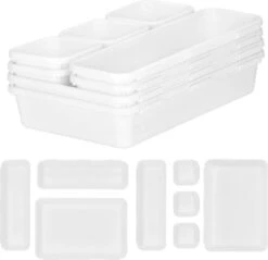Merkloos Springos Lade Organizer | Opbergbakjes | Lade Verdeler | Voor Keuken En Bureau | Badkamer | Lade Bakjes | Make Up Organizer | 8 Delen | Wit