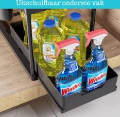 Gohh Ladekast – Keukenkast Organizer - Uitschuifbaar – Opbergen - Zwart - Set Van 2 -Thuisopslag 1200x1167 3