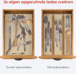 KitchenBrothers Ladeverdeler - Lade Organizer - Uitschuifbaar - Verstelbaar - 4 Stuks - Bamboe 12 KitchenBrothers Ladeverdeler - Lade Organizer - Uitschuifbaar - Verstelbaar - 4 Stuks - Bamboe -Thuisopslag 1200x1167 4