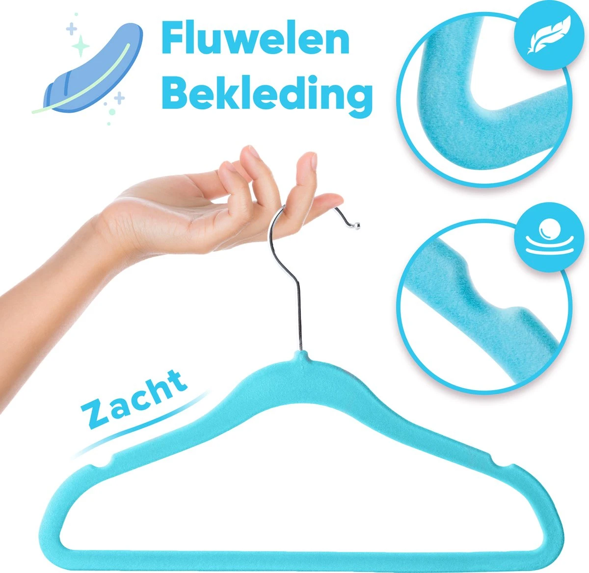 ACAZA 20 Stuks Kinder Kledinghangers Met Fluwelen Bekleding - Kapstokken Voor Peuters Of Kleuters - Blauw 5 ACAZA 20 Stuks Kinder Kledinghangers Met Fluwelen Bekleding - Kapstokken Voor Peuters Of Kleuters - Blauw - Afbeelding 3