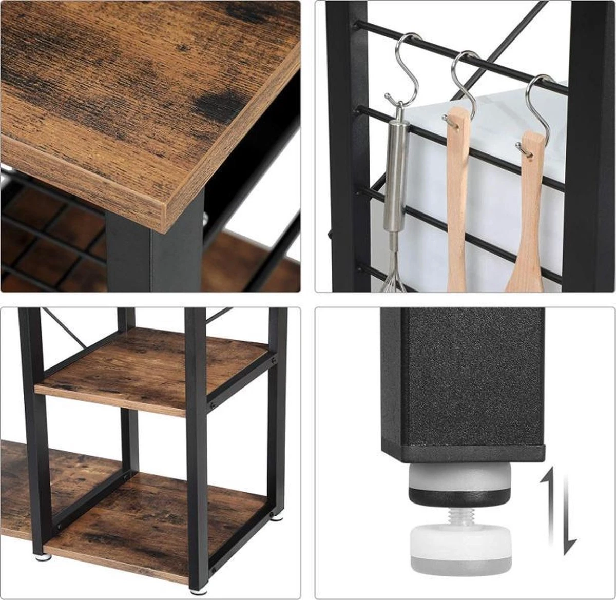 MIRA Home - Opbergrek - Keukenrek - Industrieel - Hout/Metaal - 90x40x84 7 MIRA Home - Opbergrek - Keukenrek - Industrieel - Hout/Metaal - 90x40x84 - Afbeelding 5