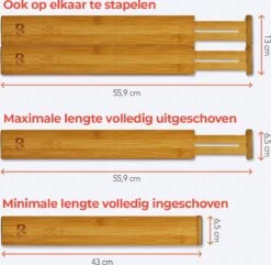 KitchenBrothers Ladeverdeler - Lade Organizer - Uitschuifbaar - Verstelbaar - 4 Stuks - Bamboe 11 KitchenBrothers Ladeverdeler - Lade Organizer - Uitschuifbaar - Verstelbaar - 4 Stuks - Bamboe -Thuisopslag 1200x1171 1