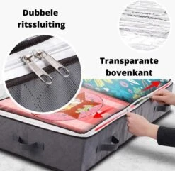 Merkloos Opbergtas Onderbed - 2 Stuks - 70 Liter Inhoud - Opvouwbaar - Grijs -Thuisopslag 1200x1172 3