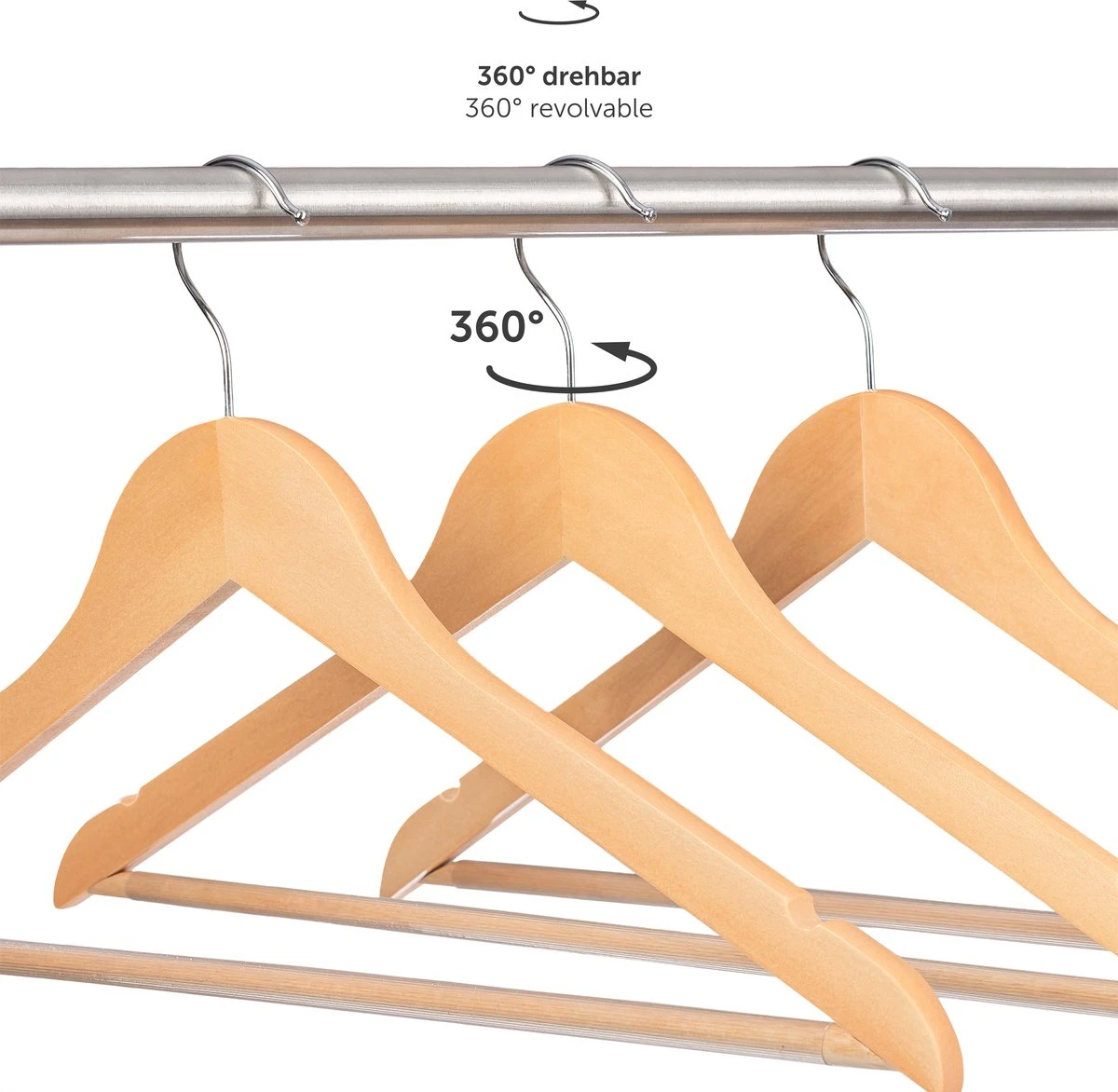 Blumtal - Set Van 10 Kledinghangers - Hoogwaardige Kleerhangers Hout - Antislip - Met Inkepingen - Naturel 6 Blumtal - Set Van 10 Kledinghangers - Hoogwaardige Kleerhangers Hout - Antislip - Met Inkepingen - Naturel - Afbeelding 4