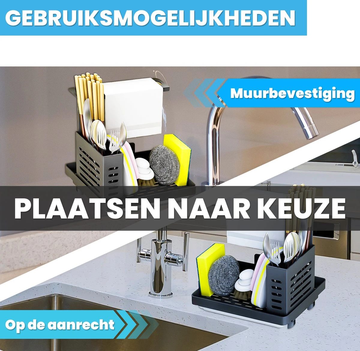 Fixon Aanrecht Organiser - Vaatdoekhouder - Gootsteen Organizer - Keuken Organizers - Afdruiprek - Keuken - Zwart 7 Fixon Aanrecht Organiser - Vaatdoekhouder - Gootsteen Organizer - Keuken Organizers - Afdruiprek - Keuken - Zwart - Afbeelding 5