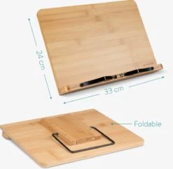 Navaris Houten Boekenstandaard En Tablethouder - 33 X 24 Cm - 2 Verstelbare Paginaklemmen - Bruin -Thuisopslag 1200x1174 7