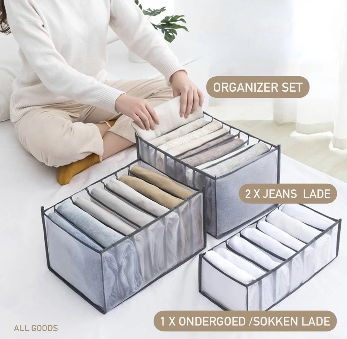 Kleding Broeken Organizer Set Van 3 - Jeans Lade Organizer Opbergbox Kast Kledingkast- Ondergoed Sokken Organizer - Broekhanger Ruimtebesparende Kledinghangers 10 Kleding Broeken Organizer Set Van 3 - Jeans Lade Organizer Opbergbox Kast Kledingkast- Ondergoed Sokken Organizer - Broekhanger Ruimtebesparende Kledinghangers - Afbeelding 8