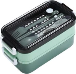 Lunchbox - Meal Prep Bakjes - Lunch Box Met Deksel - Meal Prep – Bento Box - Lunchtrommel Met Bestek Groen -Thuisopslag 1200x1175 2