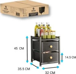 AlShiha® Organizer - Ladekast - (Twee Laags ) - Zwart - Gootsteenkast Organizer - Aanrecht Organiser - Opbergrek - Keukenkast Organizer - Badkamer Organizer -Thuisopslag 1200x1175 4