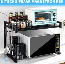 Fleau Home Uitschuifbaar Magnetron Rek - Keukenkast Organizer - Aanrecht Organiser - Ovenkast - Magnetronkast - Keukenrek -Thuisopslag 1200x1175 6