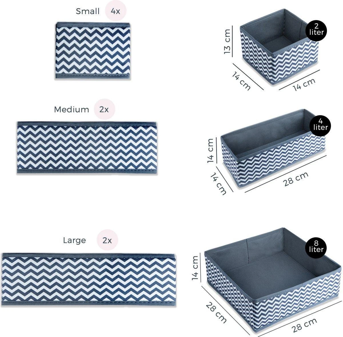 LifeGoods Lade Organizer Kast En Badkamer - 8 Stuks - Multi-inzetbaar - S/M/L - Grijs En Zwart Print 11 LifeGoods Lade Organizer Kast En Badkamer - 8 Stuks - Multi-inzetbaar - S/M/L - Grijs En Zwart Print - Afbeelding 9