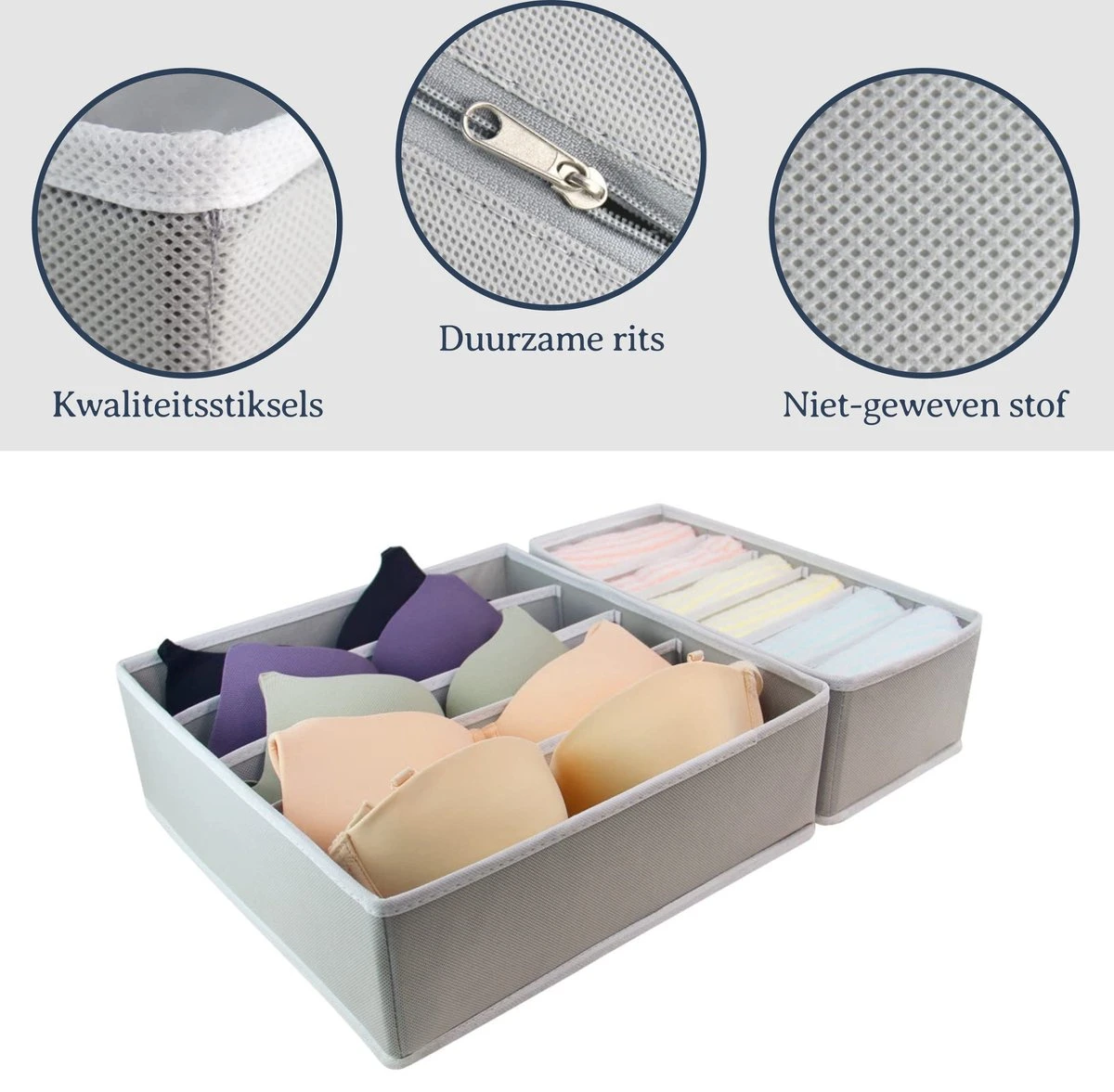 Ondergoed Lade Organizer (Set Van 4) - Kleding Opbergbox - Opbergsysteem Voor BH / Sokken / Stropdas / Lingerie / Babykleding - Kast Verdeler En Opberger / Opbergdoos / Opbergbox 9 Ondergoed Lade Organizer (Set Van 4) - Kleding Opbergbox - Opbergsysteem Voor BH / Sokken / Stropdas / Lingerie / Babykleding - Kast Verdeler En Opberger / Opbergdoos / Opbergbox - Afbeelding 7