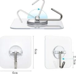 FSW-Products - 5 Stuks - Transparanten Ophanghaken - Wandhaken - Badkamerhaken - Keukenhaken - Ophanghaakjes - Plastic / RVS - Zelfklevende Ophanghaken - Kledinghaken - Zelfklevende Haken -Thuisopslag 1200x1177 6