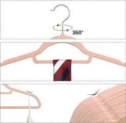 Set Van 30 Anti-Slip Kledinghangers - 30 Dunne Roze Kleerhangers / Kapstokken - Rose En Rosé-gouden Haken -Thuisopslag 1200x1178 10