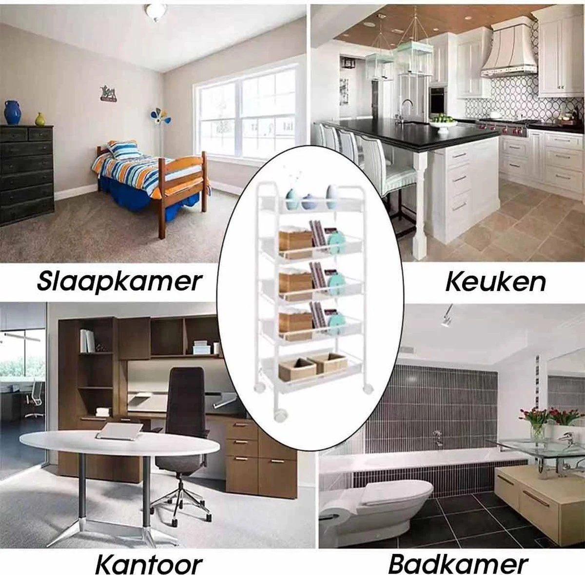 Buxibo Opbergrek 5 Laags Op Wieltjes Met Open Vakken - Opberg Rek Organizer Voor Keuken / Badkamer - Nisrek - Verrijdbare Ruimtebesparende Opbergkast Keuken / Badkamer Kast - Opbergrekje Met Wielen - Wit 6 Buxibo Opbergrek 5 Laags Op Wieltjes Met Open Vakken - Opberg Rek Organizer Voor Keuken / Badkamer - Nisrek - Verrijdbare Ruimtebesparende Opbergkast Keuken / Badkamer Kast - Opbergrekje Met Wielen - Wit - Afbeelding 4