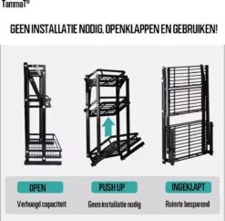 TammaT - Kruidenrek - Kruidenrek Staand - Inklapbare Keukenrek - 3-laags 35x21x56,5CM - Keuken Organizer - Aanrecht Organizer - Keuken Opslag - Roestvrij Staal - Opbergrek - Keuken Organizers - Roestvrij En Krasvrij -Thuisopslag 1200x1178 2