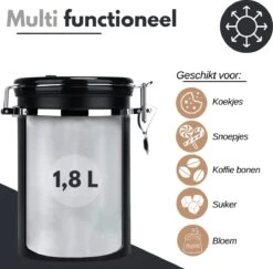 VAIVE Koffieblik - Koffiebus - Koffieblikbewaarblik - Bewaarbus Koffie - Voorraadpotten - Voorraadbussen - Voorraadbus -1.8L -Thuisopslag 1200x1179 1