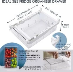 De Millennials- Transparante Koelkast Organizer 1 Paar (2 Stuks) - Extra Lade In Koelkast - Opbergdozen - Koelkast Bakjes - Doorzichtig Met Scheiding - Verstelbaar -Opbergboxen -Stapelbaar - -Thuisopslag 1200x1179 3
