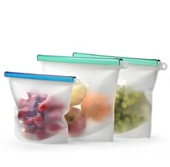 Siliconen Vershoudzakken - Set Van 8 ( 4x 1000ML + 4x 1500ML) -(Transparant, Rood, Groen, Blauw) - Duurzaam - Herbruikbaar - Vries & Hitte Bestendig - Meal Prep - Opbergzak Maatbeker Meal Prep Container -Thuisopslag 1200x1180