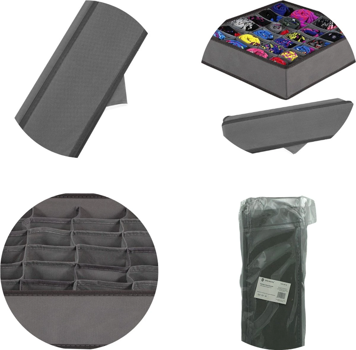 Springos Lade Organizer | Kleding Organizer | Ondergoed Organizer | 24 Vakken | Grijs | 33 X 33 Cm 4 Springos Lade Organizer | Kleding Organizer | Ondergoed Organizer | 24 Vakken | Grijs | 33 X 33 Cm - Afbeelding 2