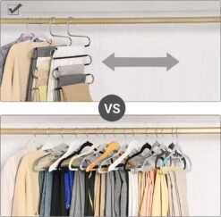 Broekenhangers, Set Van 4, Meerdere Ruimtebesparende Metalen Hangers, Voor 5 Broeken Per Stuk, S-vorm, Anti-slip, Garderobe, Voor Broeken, Jeans, Sjaals, Handdoeken, Stropdassen -Thuisopslag 1200x1182 4