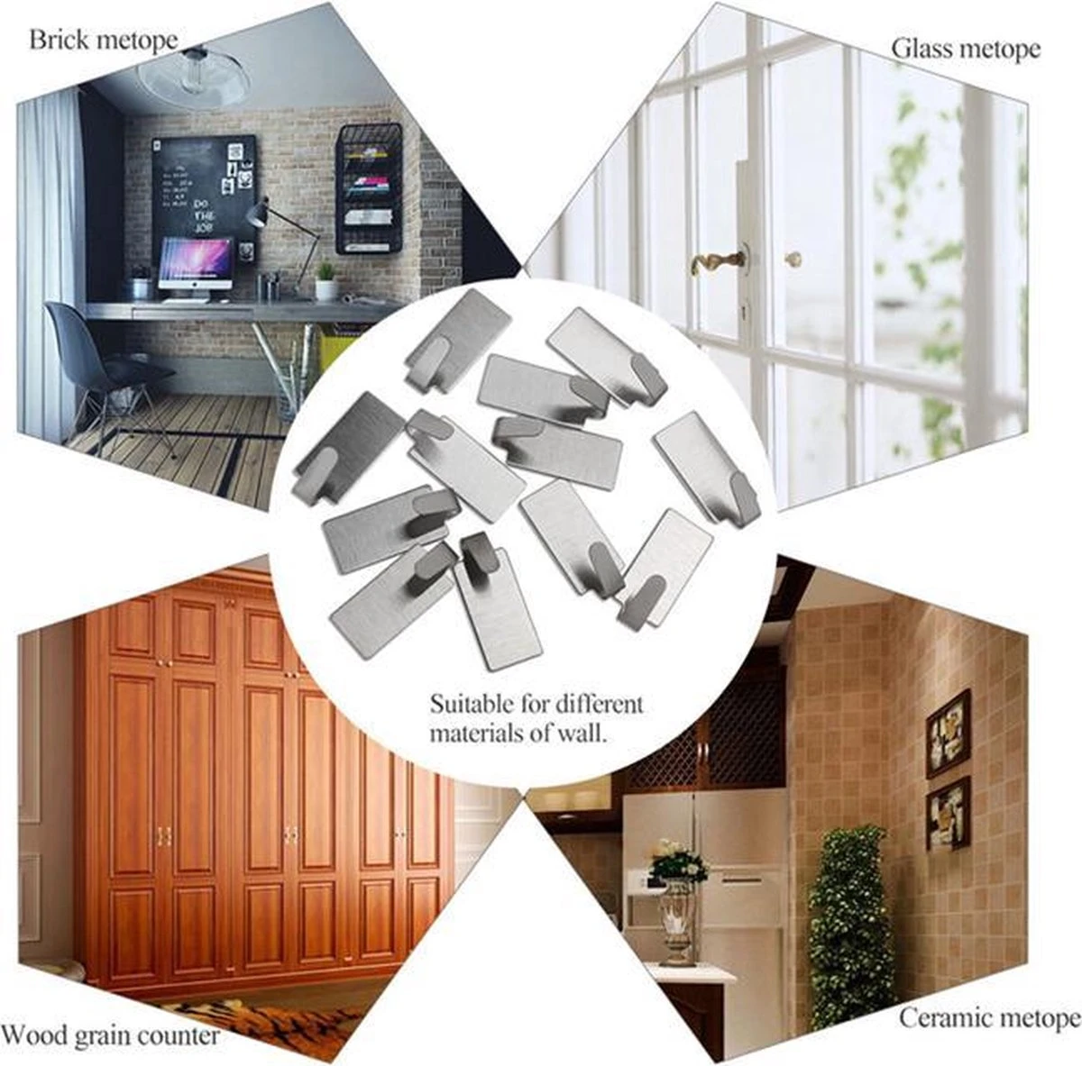 Merkloos RVS Wandhaak - Deurhaak - Zelfklevende RVS Wandhaak - 6 Stuks - Zelfklevend - RVS - Keuken - Woonkamer - Badkamer 5 Merkloos RVS Wandhaak - Deurhaak - Zelfklevende RVS Wandhaak - 6 Stuks - Zelfklevend - RVS - Keuken - Woonkamer - Badkamer - Afbeelding 3