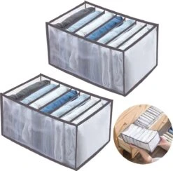 Merkloos Kleding Broeken Organizer Set Van 2 - Jeans Lade Organizer Opbergbox Kast Kledingkast- Broekhanger Ruimtebesparende Kledinghangers
