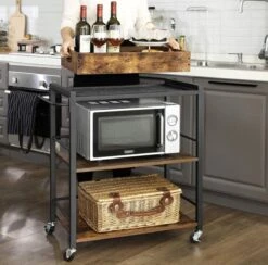 MIRA Home - Serveerwagen - Keukenrek - Opbergrek - Industrieel - Bruin - 65x40x86 -Thuisopslag 1200x1184 15