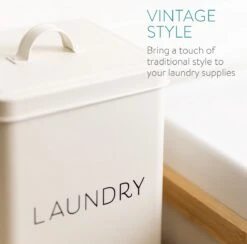 Navaris Bewaarblik Voor Wasmiddel - Vintage Opbergdoos - Container Voor Waspoeder Of Wasverzachter - Inclusief Maatschep - Grijs -Thuisopslag 1200x1184 7