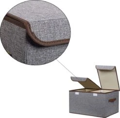 Merkloos Opbergmand Met Deksel - Grijs - Opvouwbare Opbergmand - Textiel - Opbergdoos - Organizer - Speelgoed Opbergmand - Opbergbox -Thuisopslag 1200x1184 8