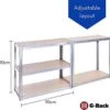 G-Rack Heavy Duty Plank, 2 Verzinkt Opbergrek 5 Vakken - Voor Kelder, Werkplaats, Berging, Garage - Metaal I 150 X 75 X 30 Cm I 175 Kg Belasting Per Plank (totaal 875 Kg) I 5 Jaar Garantie... -Thuisopslag 1200x1185 18
