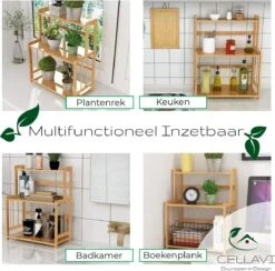 Cellavi Duurzaam Kruidenrek Staand Van Bamboe - Keukenrek Verstelbaar - Keuken Accessoires - Stevige Constructie - Multifunctioneel En Waterafstotend -Thuisopslag 1200x1185 2