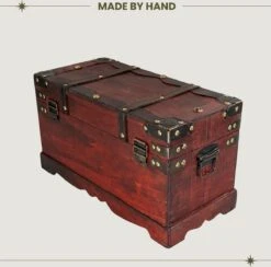 Brynnberg Vintage Schatkist Groot - Houten Kist Met Slot 40x19x22cm Massief Houten Schatkist Piratenjacht Hout Koloniale Stijl Piratenkist Geldkist Cadeau -Thuisopslag 1200x1185 9