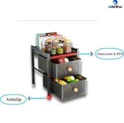 AlShiha® Organizer - Ladekast - (Twee Laags ) - Zwart - Gootsteenkast Organizer - Aanrecht Organiser - Opbergrek - Keukenkast Organizer - Badkamer Organizer -Thuisopslag 1200x1186 2