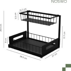 Noswo Gootsteenkast Organizer - Uitschuifbaar - Antislip - Keukenkast Organizer - Keuken Organizers - Organizer - Gootsteenrek - Keukenlade -Thuisopslag 1200x1188 5